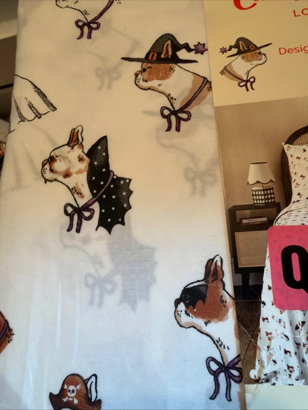 Cath Kidston London Spooky Dogs 4 Pc Queen Sheet Set Halloween 100% Cotton NEW